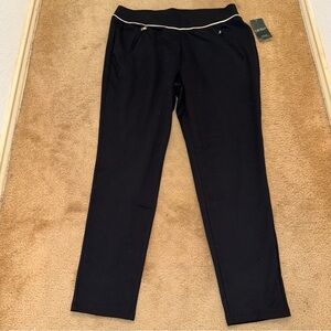 Lauren Ralph Lauren Active Black Slim Leg Pants with White Piping